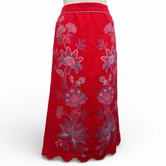 FARM RIO Porcelain Linen Midi Skirt Women's M - Picture 6 of 12